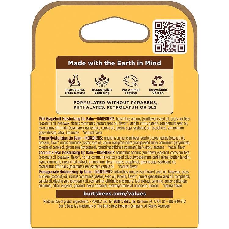 BURT'S BEES（バーツビーズ） リップバーム 4本セット 各4.25g (0.15oz
