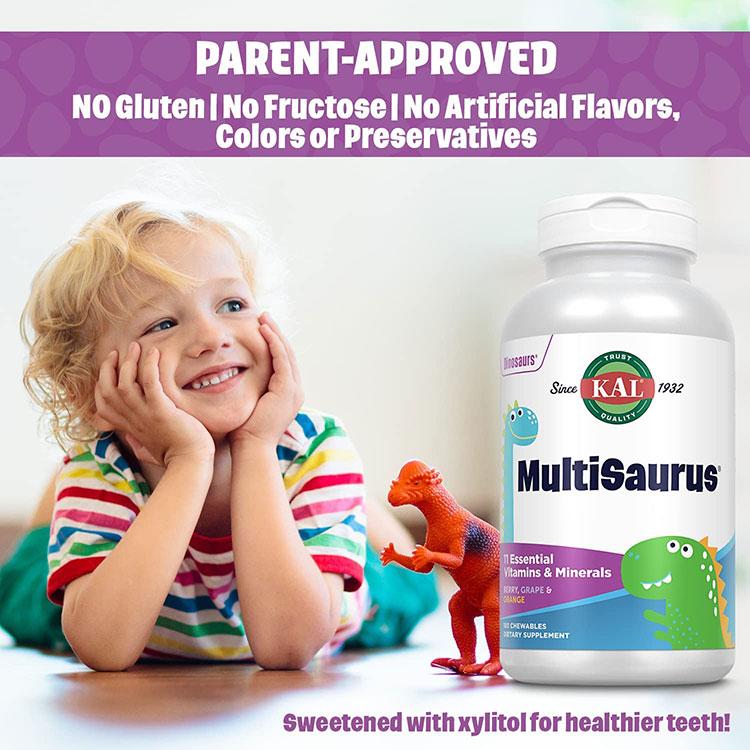 カル キッズ マルチビタミン 180粒 チュアブル ベリー、グレープ味、オレンジ味 KAL MultiSaurus Kids ...
