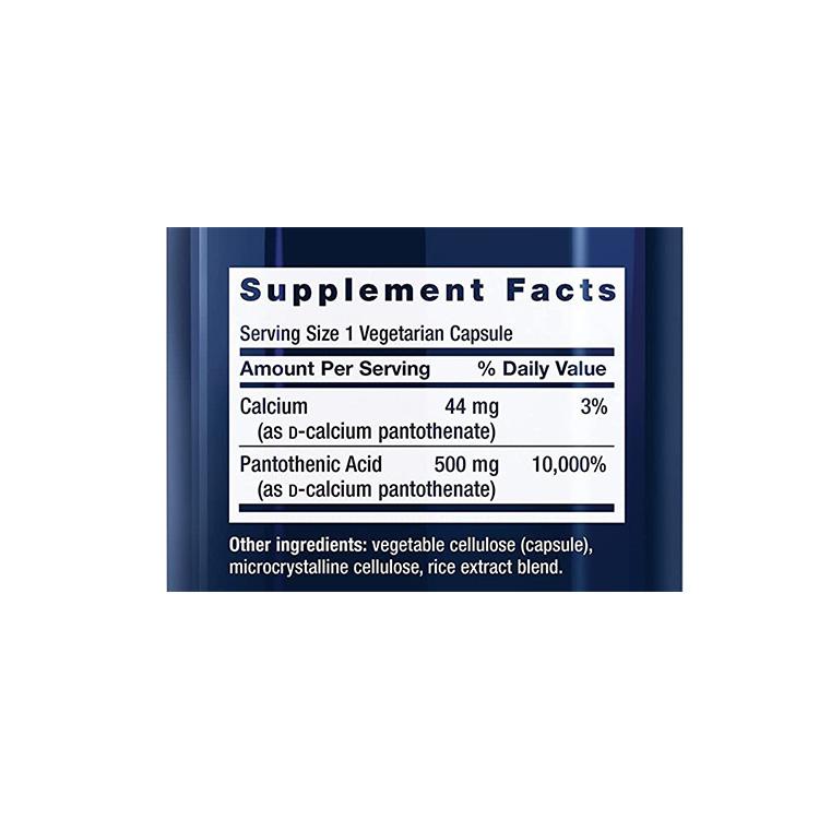 ライフエクステンション パントテン酸 (ビタミンB5) 500mg ベジタリアンカプセル 100粒 Life Extension