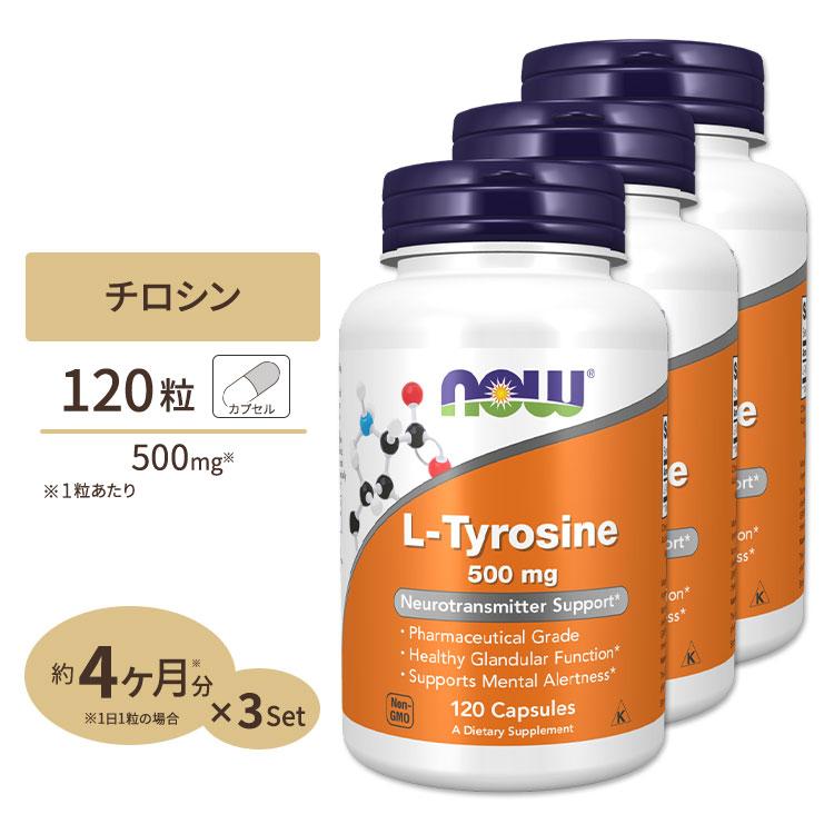 ナウフーズ Ｌ-チロシン 500mg 120粒 3個セット NOW Foods