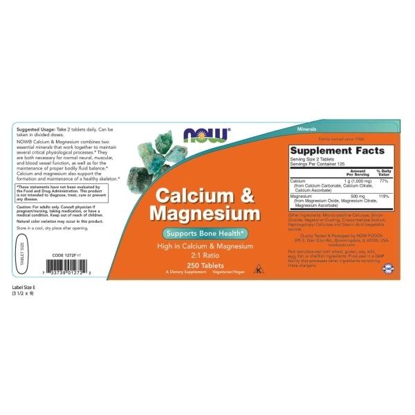 ナウフーズ カルシウム&マグネシウム タブレット 250粒 NOW Foods Calcium & Magnesium Tablets｜supplefactory｜02