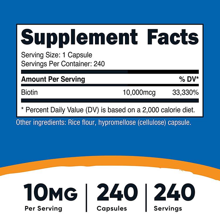 ニュートリコスト ビオチン カプセル 10,000mcg 240粒 Nutricost Biotin Capsules ビタミンB7 ビタミン