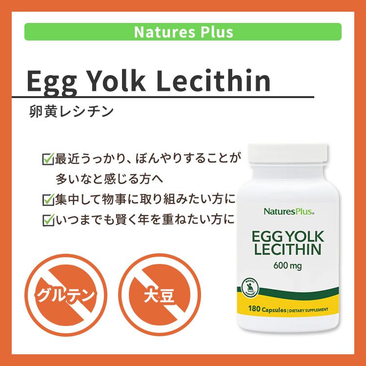 ネイチャーズプラス 卵黄レシチン 600mg カプセル 180粒 NaturesPlus Egg Yolk Lecithin 600 mg
