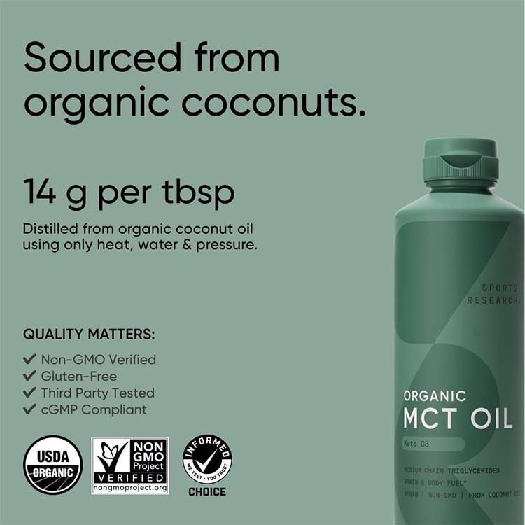 スポーツリサーチ オーガニック C8 MCTオイル 無香料 473ml (10.6oz