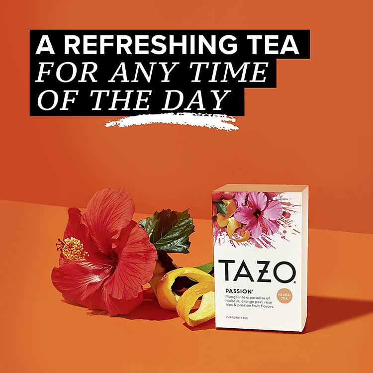 タゾ パッション ハーブティー 20包 52g (1.8oz) TAZO PASSION Herbal Tea ハーバルティー ティーバッグ  カフェインレス ハイビスカス オレンジピール ハーブティー