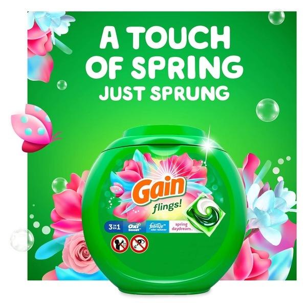 Gain ゲイン スプリングデイドリームの香り 洗濯洗剤パック 96個入り Flings Spring Daydream 96ct Laundry Detergent Pacs｜supplefactory｜06