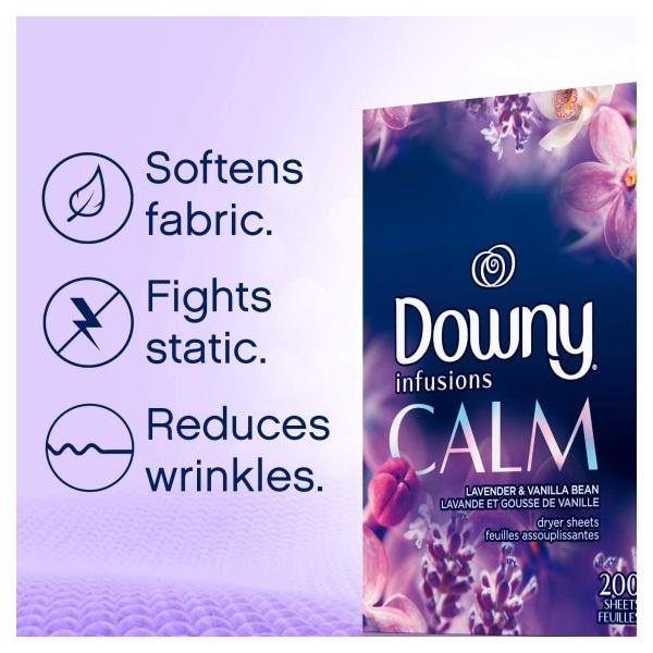 ダウニー インフュージョン カーム ドライヤーシート 柔軟剤シート ラベンダー＆バニラビーンズの香り 105枚入り Downy Laundry Fabric Softener｜supplefactory｜06