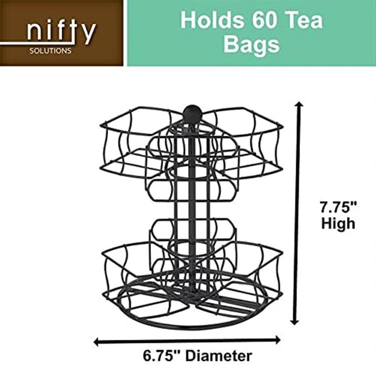 ティーバッグホルダー 6コンパートメント 最大60包収納 Nifty Tea Bag Spinning Carousel 6 Compartments, Up to 60 Tea Bags Storage 360度回転｜supplefactory｜04