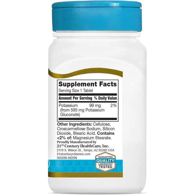 21st Century グルコン酸カリウム 595 mg 110タブレット Potassium