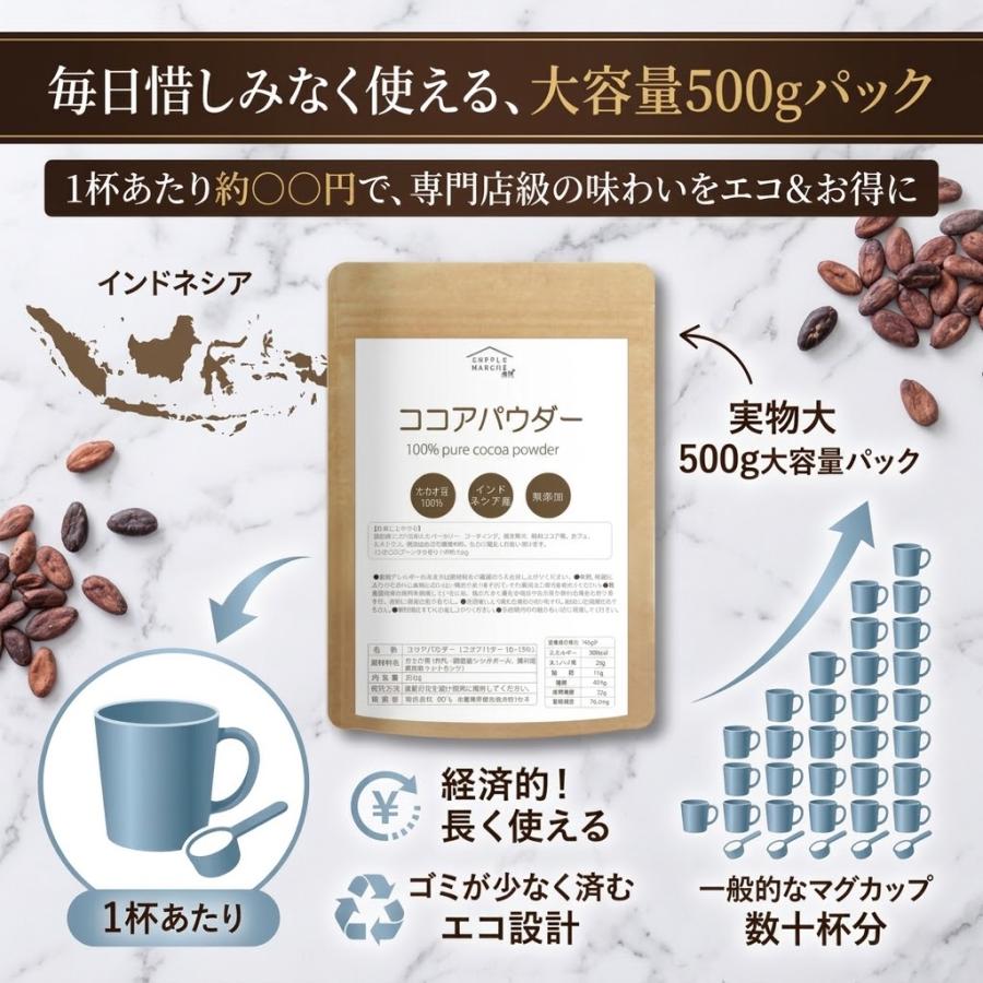 送料無料 ピュアココアパウダー 500g 純ココア 無糖 カカオ豆100％ インドネシア産 無香料 無添加 砂糖不使用  ココア  爆買 |  | 12