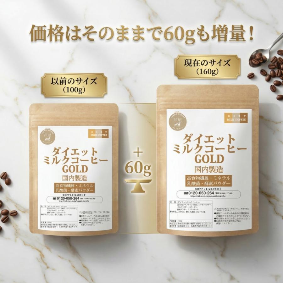 ダイエットミルクコーヒー ゴールド 100g→160g 大増量 難消化性
