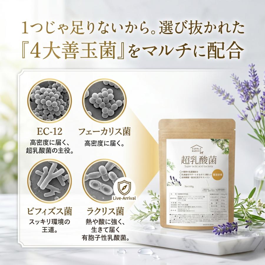 乳酸菌 サプリ 10兆個 100日分 粉末 パウダー 善玉菌 ビフィズス菌 フェーカリス菌 ラクリス菌 オリゴ糖 腸活 菌活 【 12時まで当日発送 365日出荷 送料無料 】 |  | 08