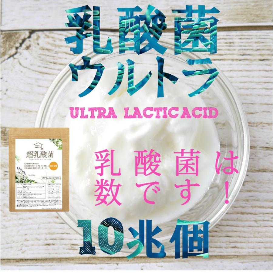 超乳酸菌 10兆個の乳酸菌 100g(1日1000億個で100日分） プレーンタイプ