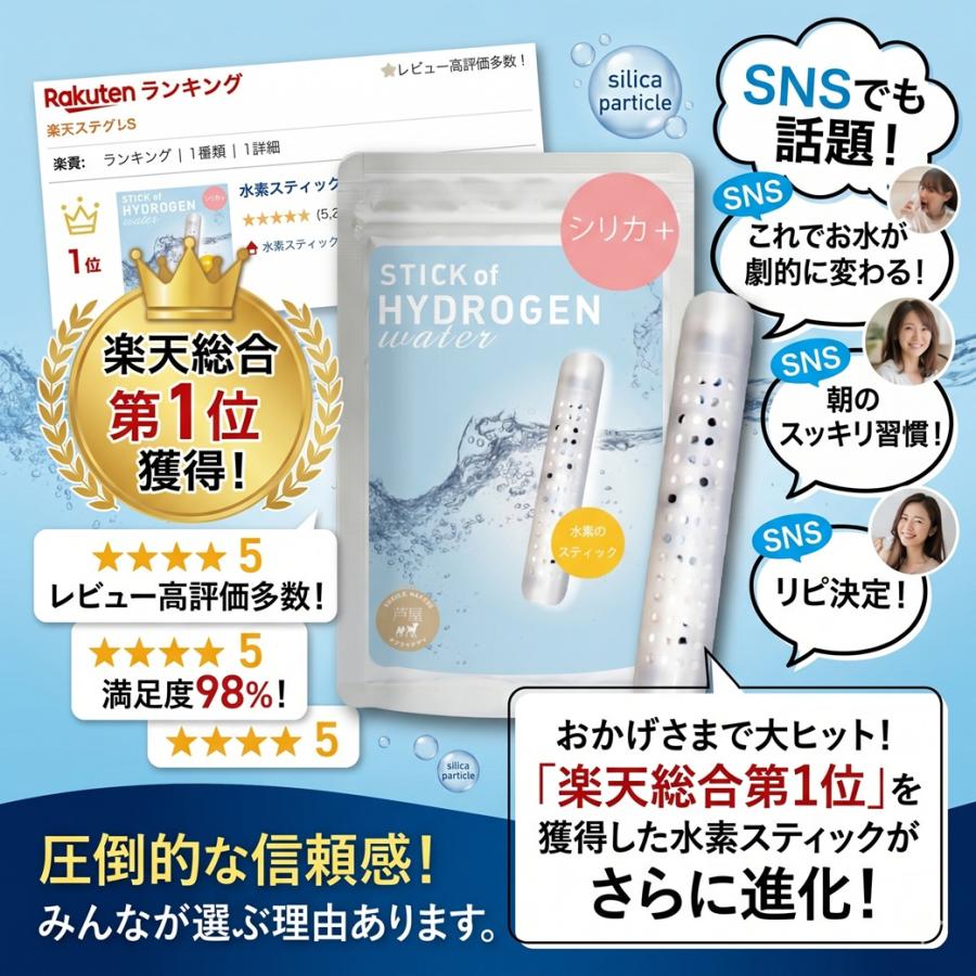 水素水生成器 シリカ水 水素水 スティック シリカプラス 1本 180L用(約