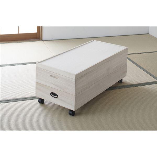総桐衣裳ケース/桐箱 〔2段〕 幅91cm 積み重ね可 キャスター付き 日本製 〔完成品〕の画像