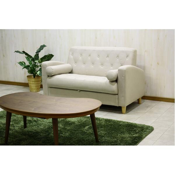 ソファー 約幅123cm 2人掛け ベージュ ファブリック 座面下収納