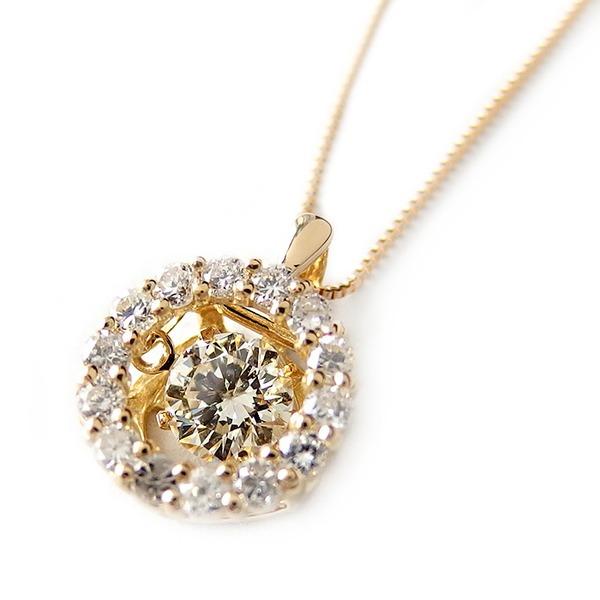 ダイヤモンド ネックレス K18 イエローゴールド 0.5ct 揺れる