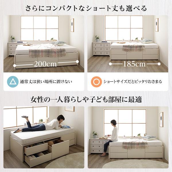 〔組立設置サービス付き〕 収納 ベッド ヘッドレス 通常丈 セミダブル フレームのみ アイボリー 日本製_15