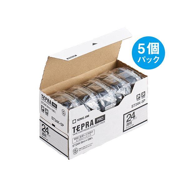 まとめ）キングジム テプラ PRO テープカートリッジ 24mm 透明/黒文字