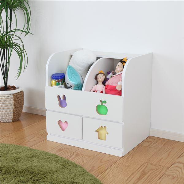 子供用 収納棚/玩具収納 〔女の子用〕 幅59.0cm 日本製 引き出し付き 耐久性 『おかたづけしたくなるおもちゃ箱』 〔完成品〕_1