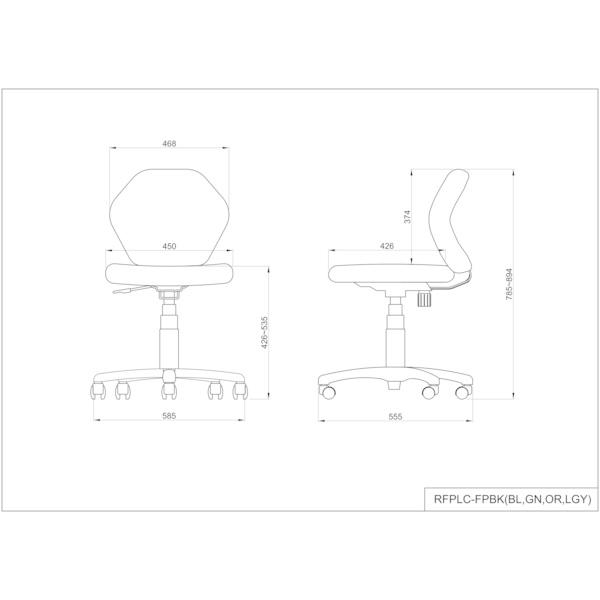 オフィスチェア 約幅585mm オレンジ ガス圧式シリンダー キャスター付き パレットチェア お客様組立品 在宅ワーク 書斎 子供部屋_4