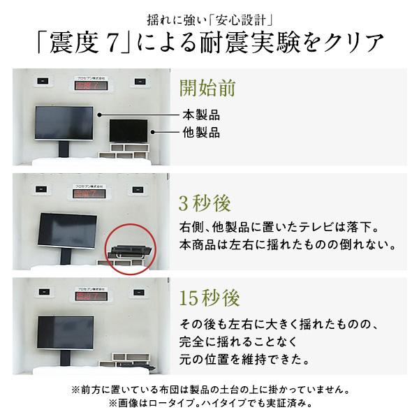 壁寄せTVスタンド〔棚無し・ハイタイプ ホワイト〕高さ調整可能