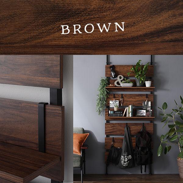 壁面 突っ張り ウォールラック 幅40cm ホワイト 棚板2枚 フック7