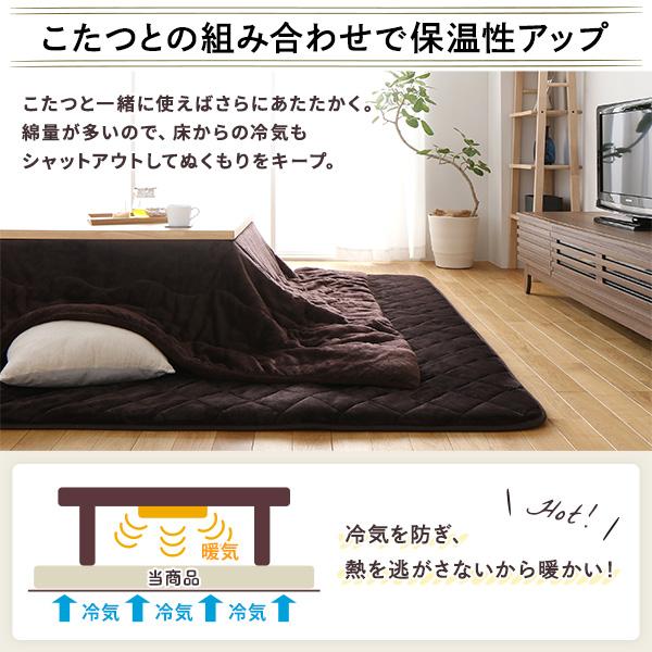 ラグマット こたつ敷布団 約220×360cm 大型 ブラウン 長方形 防滑加工 保温性 ホットカーペット可 リビング_7