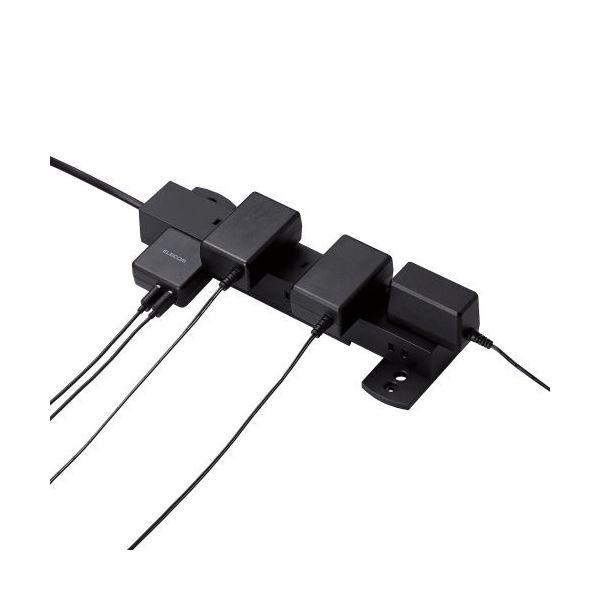 (まとめ) エレコム 回転脚付上面5口+側面5口タップ 2.0m ブラック T-KF04-21020BK 1個 〔×3セット〕_3