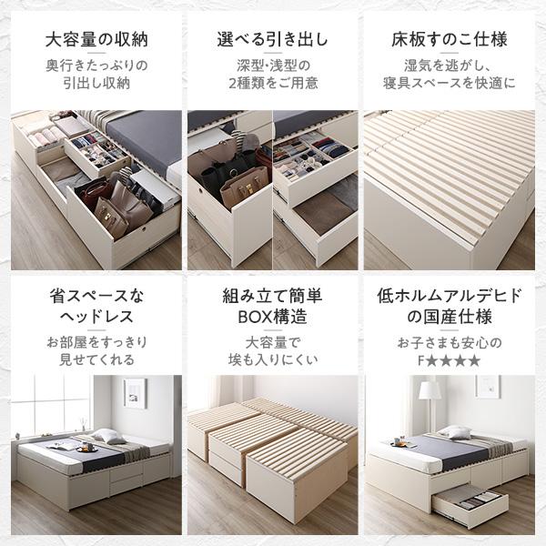 〔お客様組立〕 収納 ベッド ダブル 国産薄型ポケットコイルマットレス付き ホワイト AAB 引き出し ヘッドレス 日本製_1