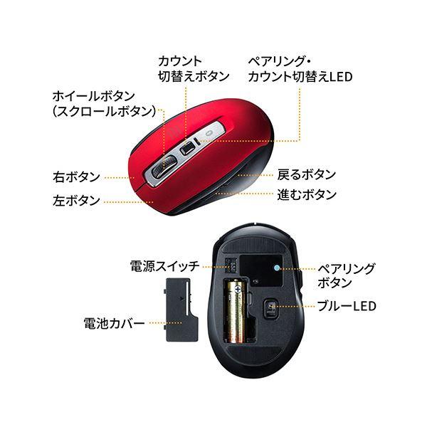 （まとめ）サンワサプライ 静音Bluetooth5.0 ブルーLEDマウス レッド MA-BTBL162R 1個〔×3セット〕_2