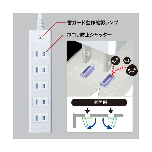 〔5個セット〕 サンワサプライ 雷ガードタップ 5m TAP-SP2116MG-5WNX5_2