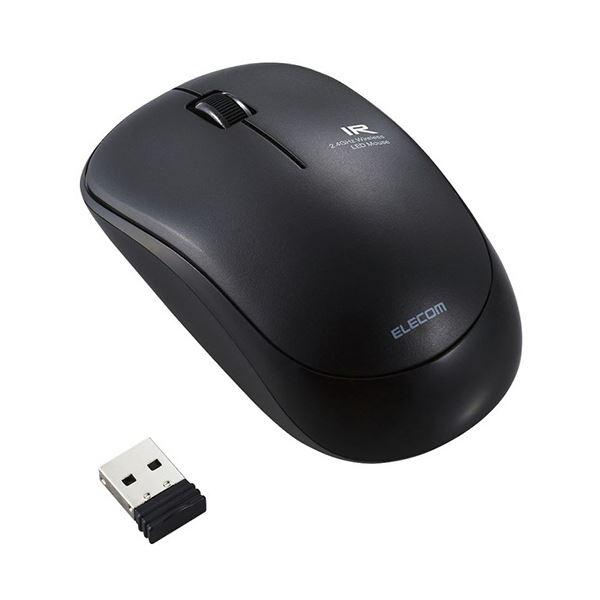 (まとめ）エレコム 抗菌省電力ワイヤレス静音IRマウス 3ボタン ブラック M-IR07DRSKBK 1個〔×5セット〕_1