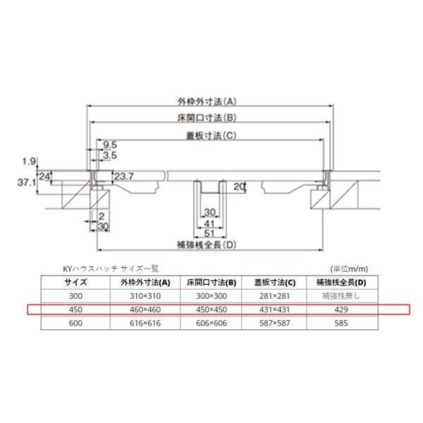 水上 床点検口 KYハウスハッチ ブロンズ 床開口寸法：450×450mm B450KY [10台入]_2