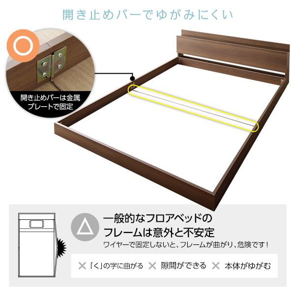 新品未使用！ ベッド シングル 2層ポケットコイルマットレス付き ブラウン 低床 すのこ 棚付き 宮付き コンセント付き ローベッド 【4049801855】(24939円)