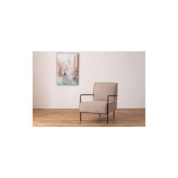 パーソナルチェア 約幅64cm ベージュ 肘付き スチール ラウンジチェア リビング インテリア家具 完成品_4