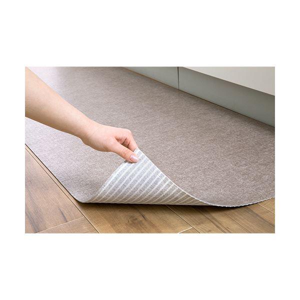 サンコーおくだけ吸着 拭けるキッチンマット 60×180cm 無地 ベージュ KP-77 1枚の画像