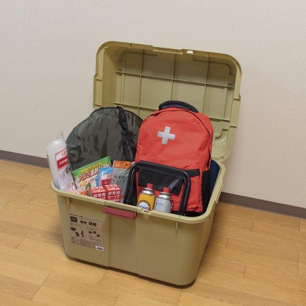 〔2台セット〕 キャリーボックス 70L コヨーテ ローラー付き 宅配BOX用シール付き 日本製 収納ボックス 防災 アウトドア_5