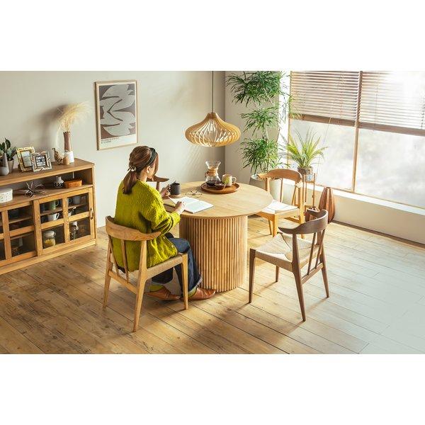 UP ロペス円形ダイニングテーブル 約幅100cm NA ベージュ 組立式