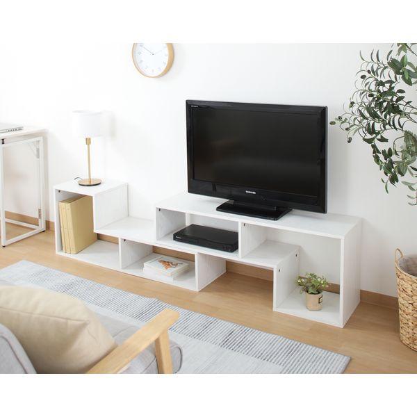 L字型伸縮TVボード オークホワイト 組立品_1