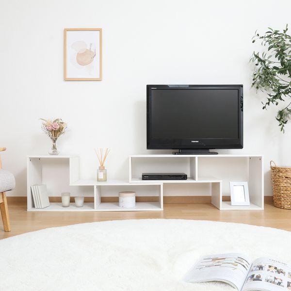 L字型伸縮TVボード オークホワイト 組立品_3
