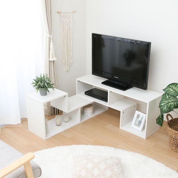 L字型伸縮TVボード オークホワイト 組立品_5