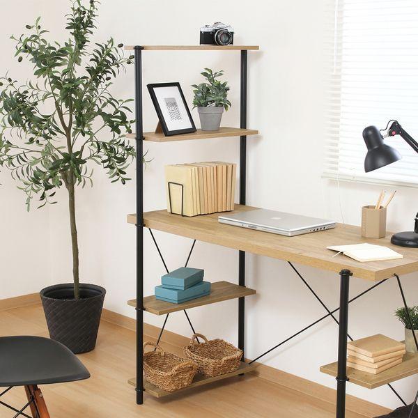 ワイヤーロック片袖デスク OAK NA オークナチュラル 組立品_5