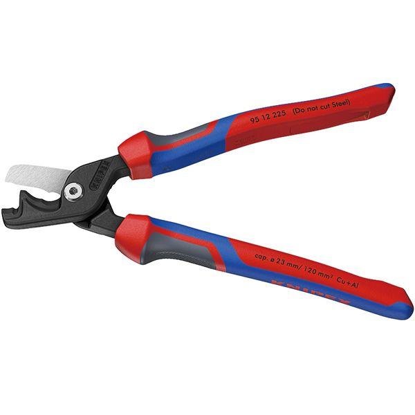 KNIPEX クニペックス ケーブルカッター ステップカットXL (3K) プラスチックコーティング 全長225mm サイズW225×D60×H25mm パック入 9512-225SB_1