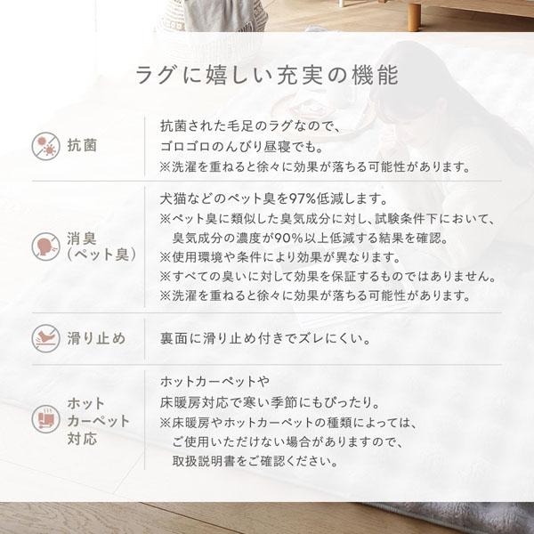 ふわもこ ラグ 約190×240cm グレー 洗える 抗菌 消臭 ペット臭 滑り