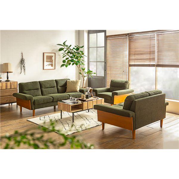 BAL（バル） 3Pソファ 3人掛け コーデュロイグリーン 組立品
