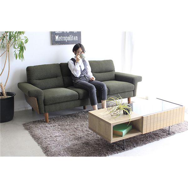 BAL（バル） 3Pソファ 3人掛け コーデュロイグリーン 組立品