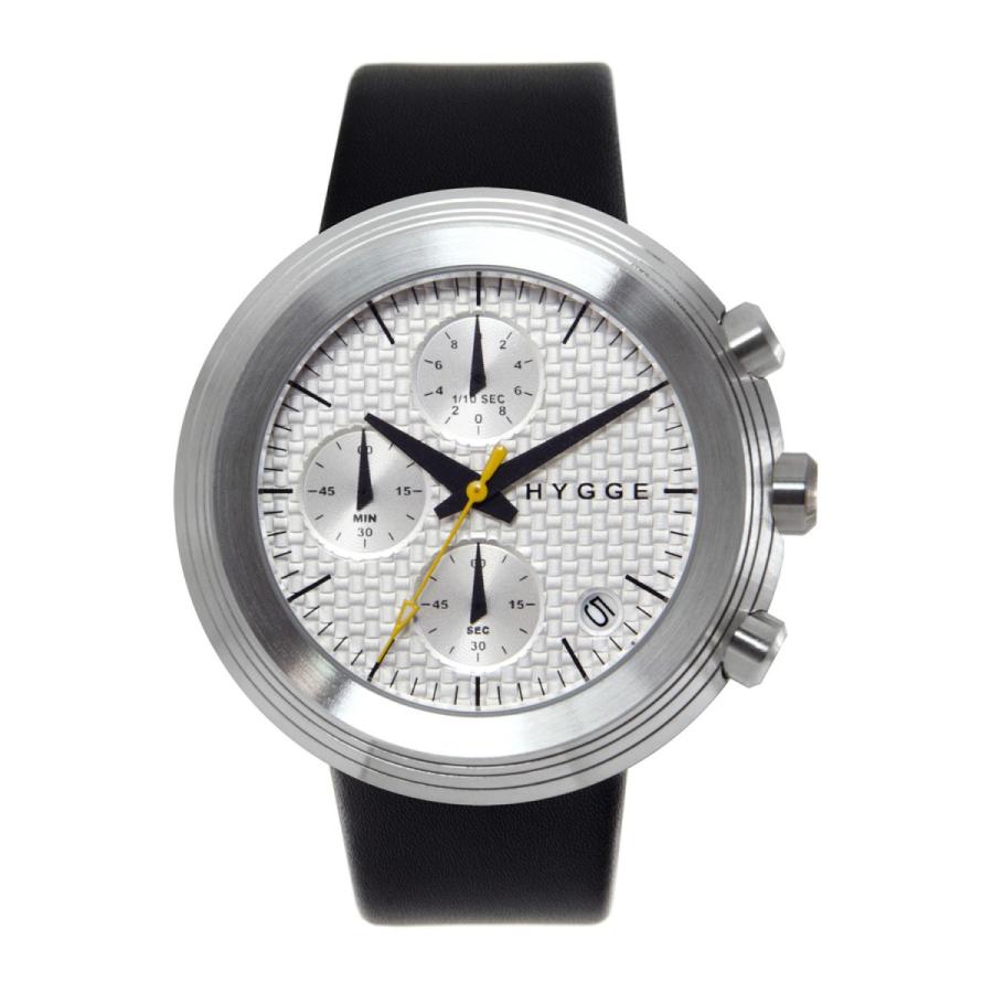 日本人気超絶の ブラック ホワイト クロノグラフ 腕時計 ヒュッゲ HYGGE レザー DIAL LEATHER／WHITE 2312 セイコー メンズ 腕時計