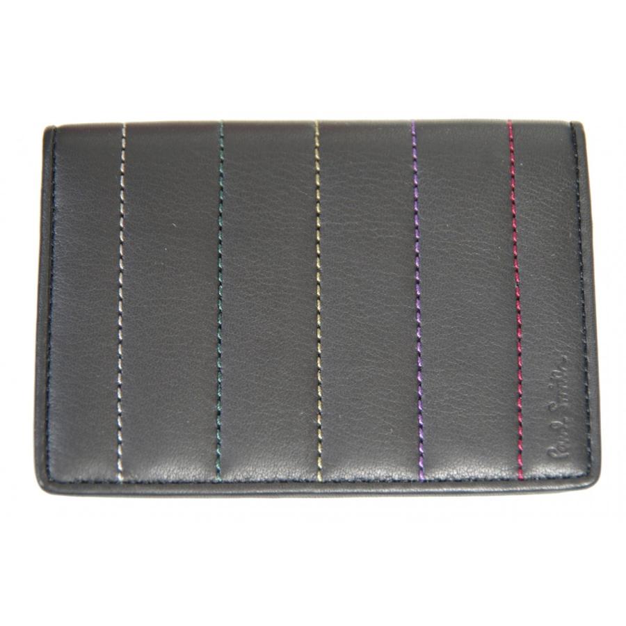 上品 ポールスミスのメンズパスケース プレゼントにも最適です ポールスミス 新品正規品 U ブラック マルチステッチストライプ カード入れ カードケース メンズ Smith Paul 財布 帽子 ファッション小物 Serverie Com