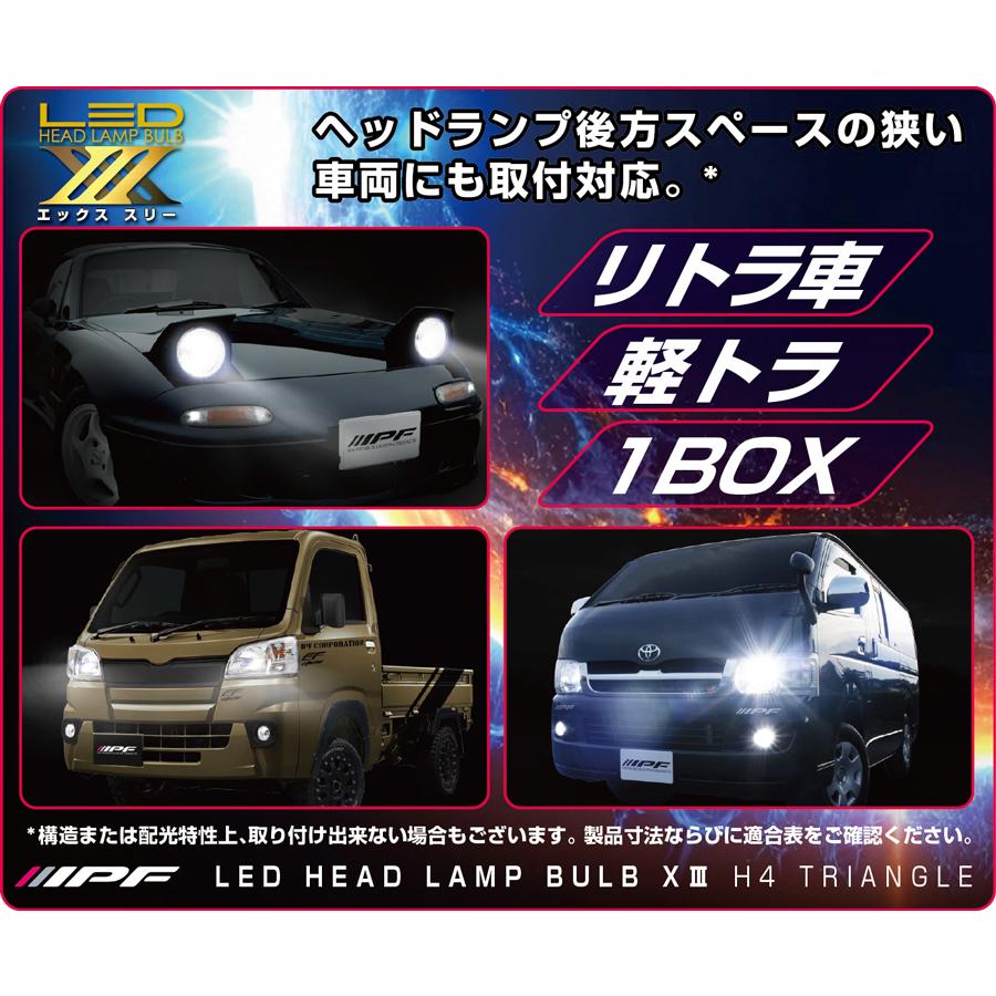 IPF 541HLB3 LEDヘッドライトバルブ H4 Hi/Low 6500K 5500lm 車検対応 日本製 3年保証 高輝度 トライアングル構造 12V/24V車の画像